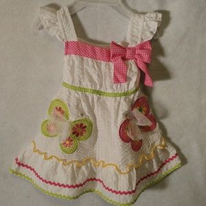 Baby Girl White Neon Seersucker Sundress 12mo NWT